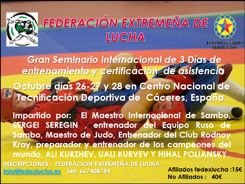 Seminario Sambo impartido por Sergei Seregin (26,27,28 Oct)